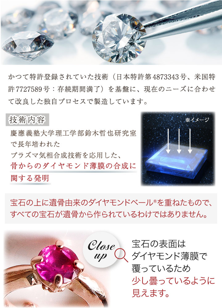 日本とアメリカの特許取得済。遺骨ダイヤモンドABBY