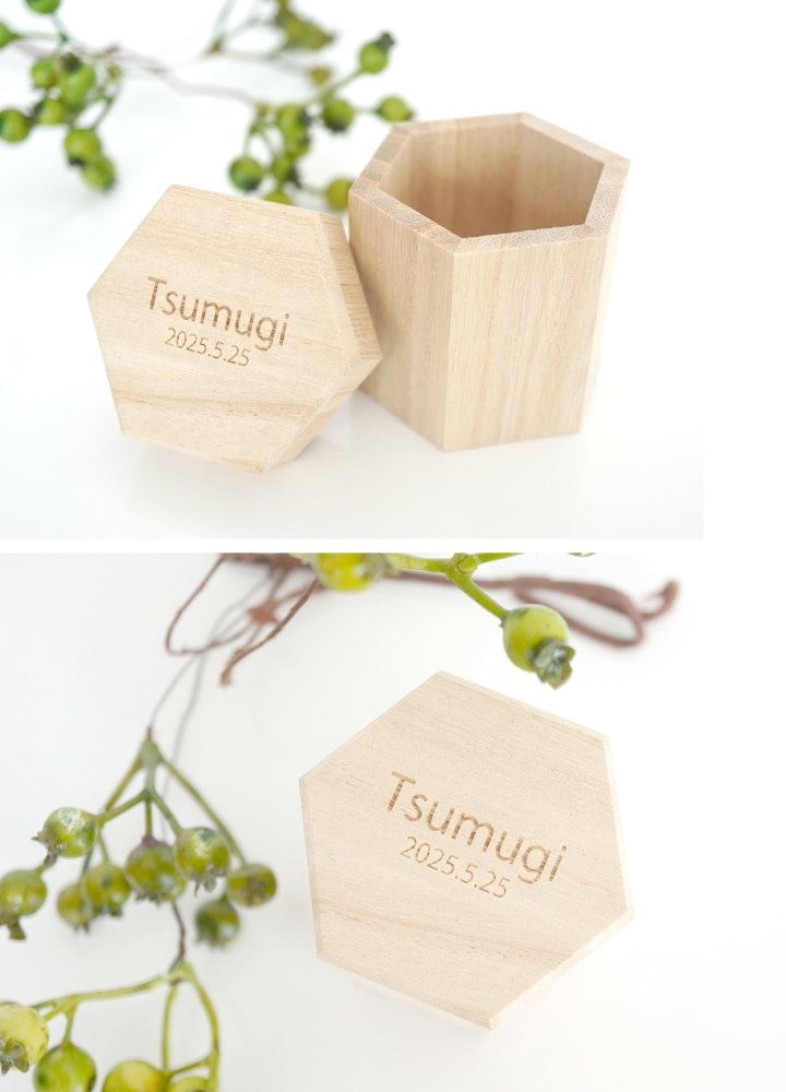 木製独自のぬくもりを感じるミニ骨壷