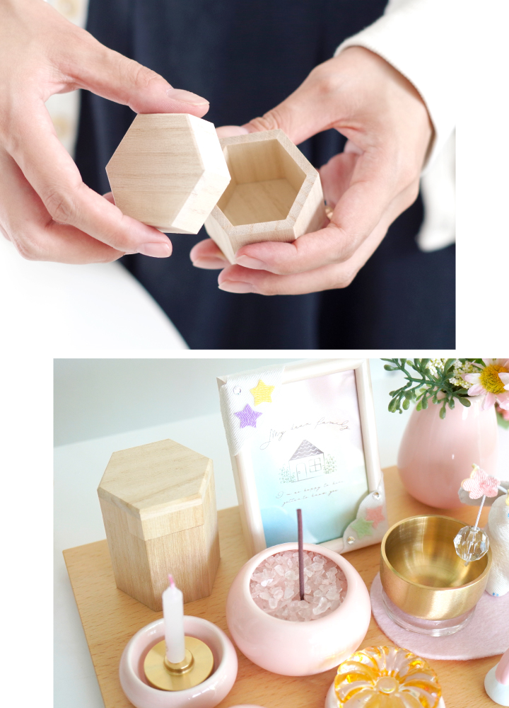 木製独自のぬくもりを感じるミニ骨壷