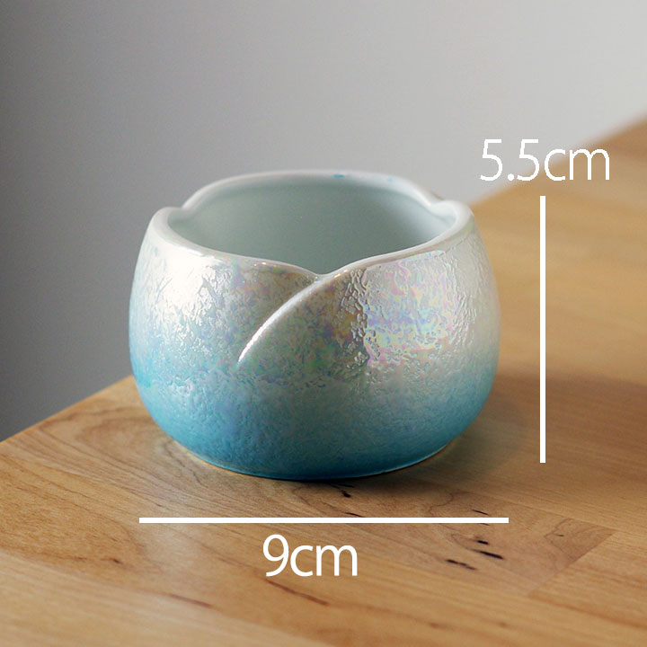 国産 やわらぎの花 香炉 ラスターブルー 青 単品仏具 線香立て 焼香