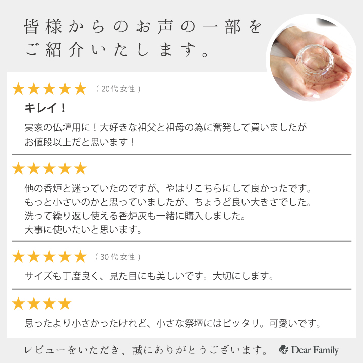 きらきらガラス製の香炉（線香立て）