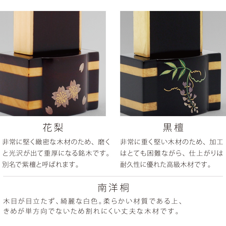 美しい花模様の蒔絵位牌「寄木」
